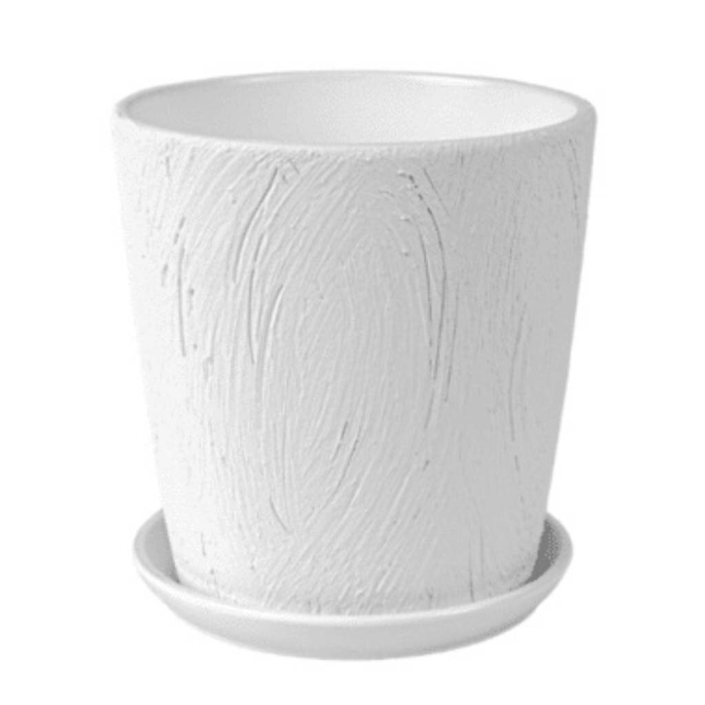 Кашпо керамика, 1.5 л, 12х15.5 см, конус, белое, Короед №3, 004050 керамическое кашпо inbloom
