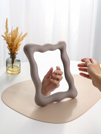 Зеркало настольное, 17.5х23.5 см, прямоугольное, матовая оправа, серо-бежевое, A070060