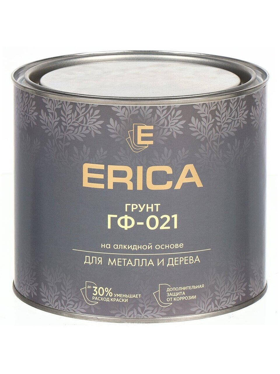 Грунтовка алкидная, Erica, ГФ-21, для внутренних и наружных работ, черная, 1.8 кг