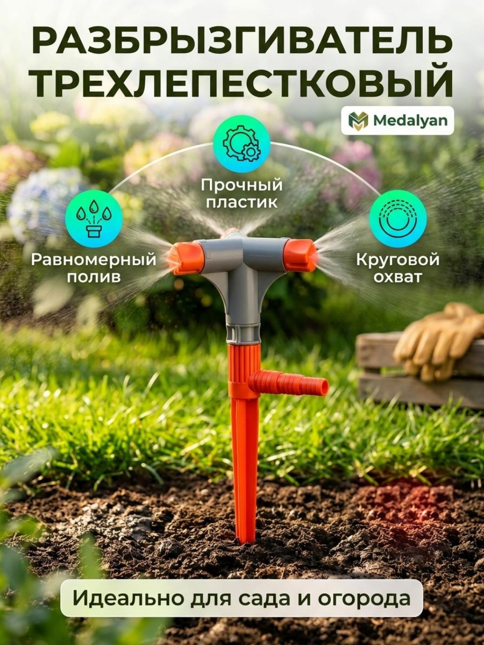 Разбрызгиватель трехлепестковый, норма, Medalyan, 2
