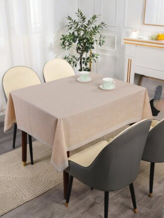 Скатерть 120х150 см, ПВХ, Linen, бежевая, ST-1116F