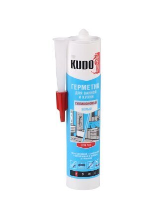 Герметик силиконовый, для ванной и кухни, KUDO, KSK-181, 280 мл, белый