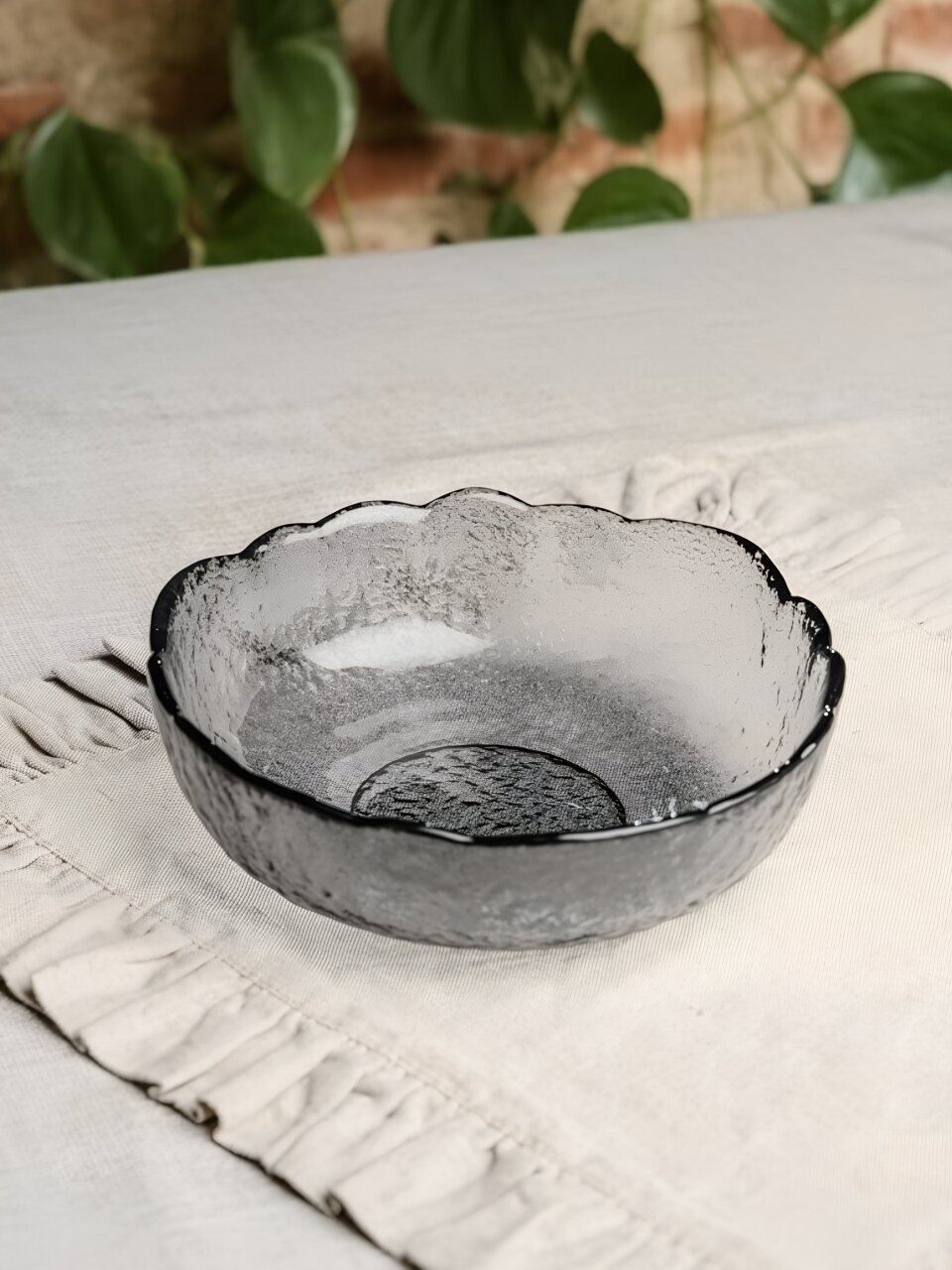 Салатник стекло, круглый, 21х7 см, 0.935 л, Графит, Декостек, 5819/1-Н7
