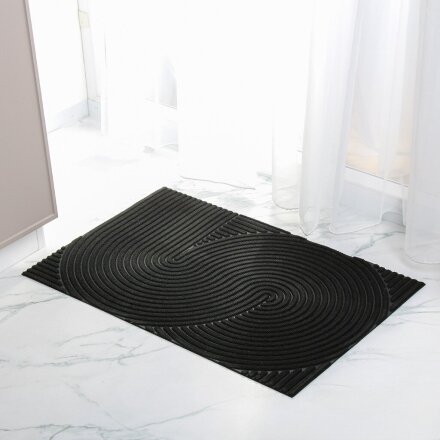 Коврик грязезащитный влаговпитывающий, 60х90 см, прямоугольный, полипропилен, резина, черный, Dzen, Blabar, 93736