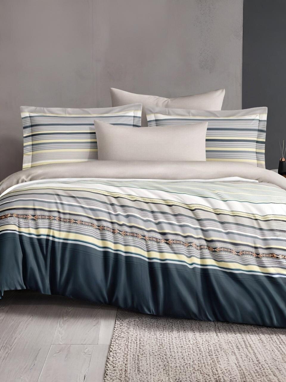 Постельное белье 2-спальное, простыня 200х220 см, 2 наволочки 70х70 см, пододеяльник 175х215 см, Silvano, сатин люкс, Геометрия 20/016-SLC/SLV