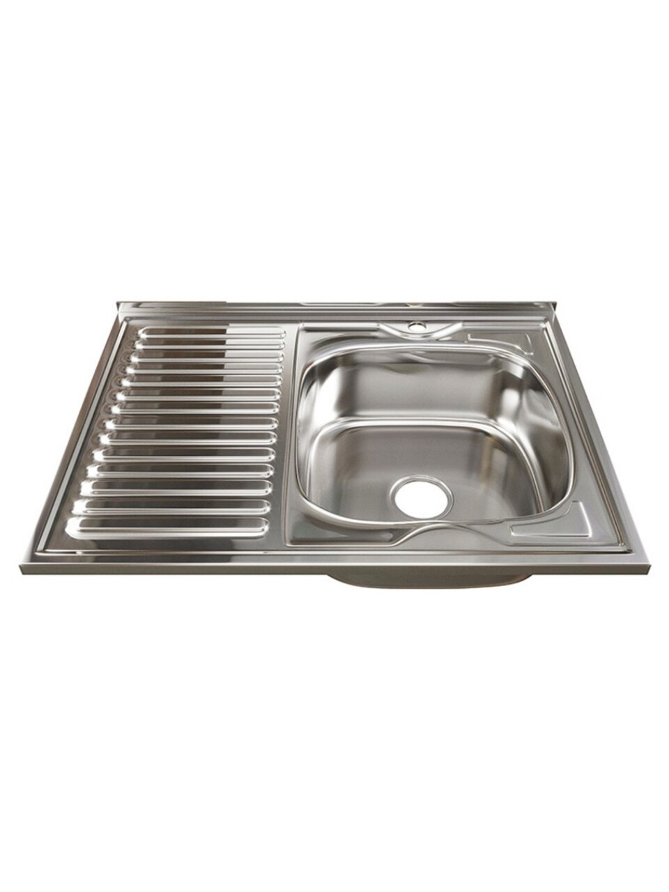 Мойка кухонная накладная, Mixline, нержавеющая сталь, 800х600 мм, правая, 0.8 мм, с сифоном