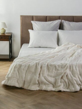 Плед евро, 200х230 см, 100% полиэстер, Silvano, Берген, молочный, A120046