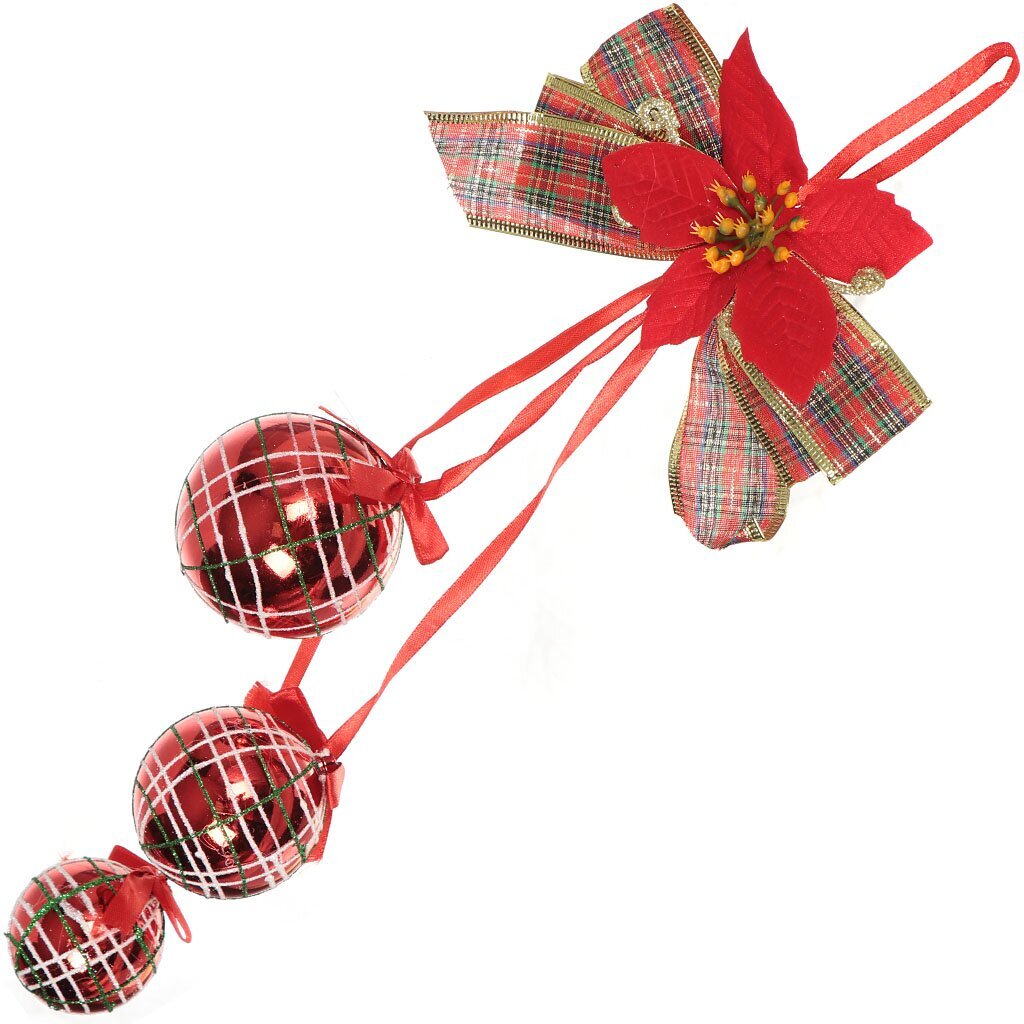 Украшение интерьера Бантик с шарами SY18CBD-23 красное, 35 см