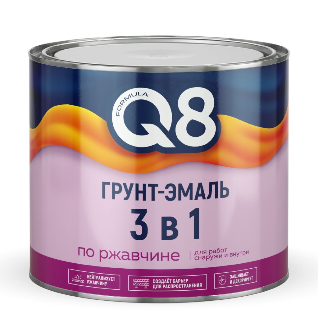 Грунт-эмаль Formula Q8, по ржавч, алкид, бел, 1.8 кг