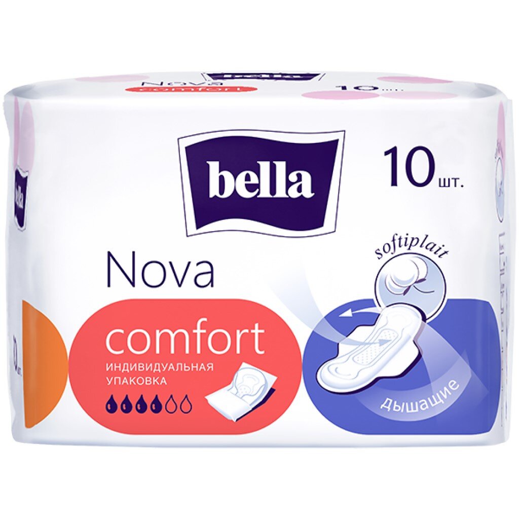 Прокладки женские Bella, Nova Comfort soft, 10 шт, BE-012-RW10-E07 cycle wom прокладки гигиенические тканевые женские многоразовые для критических дней 28 5 8 4 см