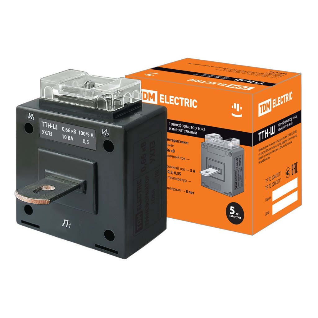 Трансформатор тока 100/5-10VA/0,5-Р, TDM Electric, ТТН-Ш, SQ1101-1052