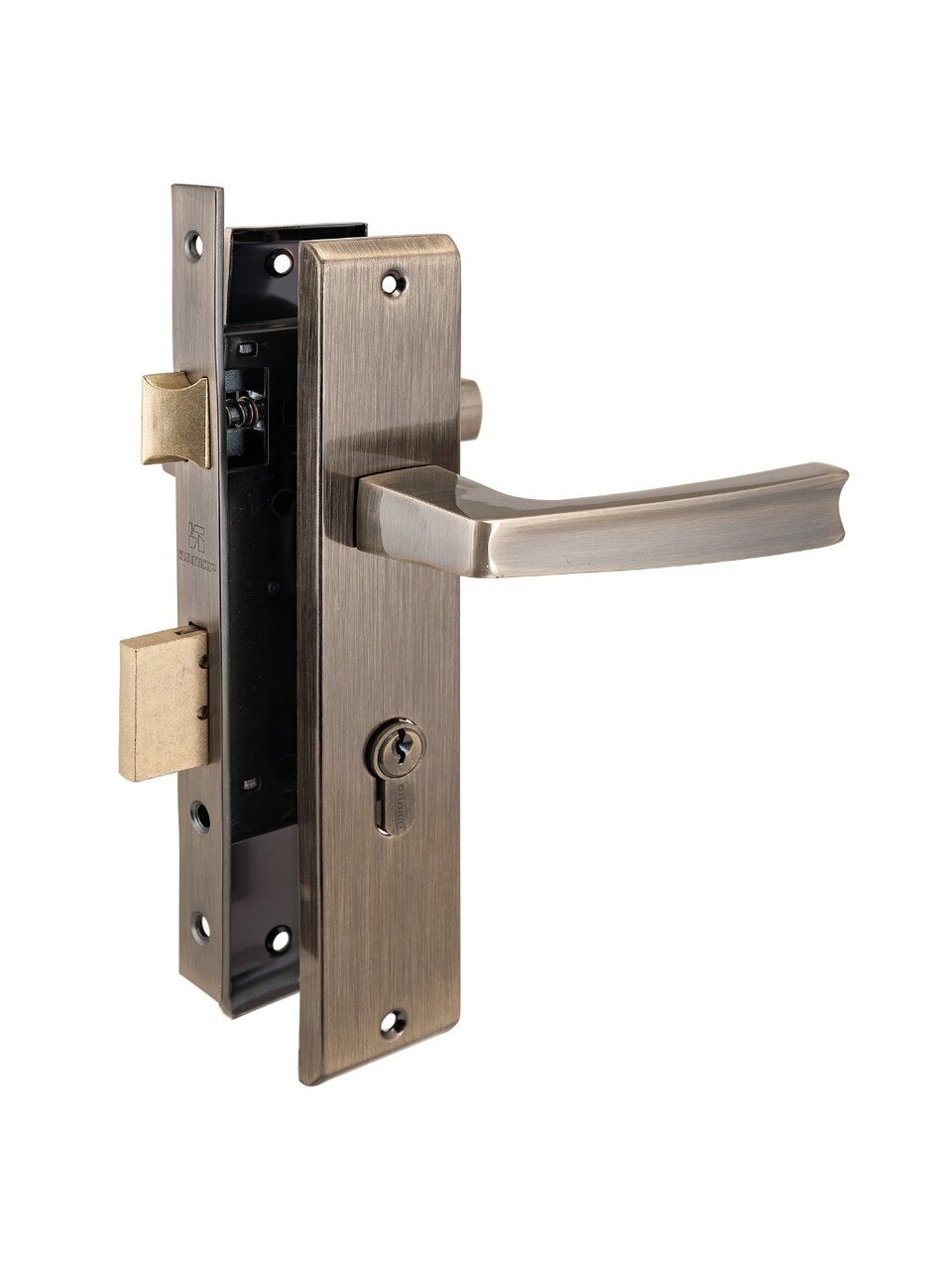 Замок врезной Аллюр, АРТ ЗВ4-70.09 AB, ручка в комплекте, цилиндровый, старая бронза