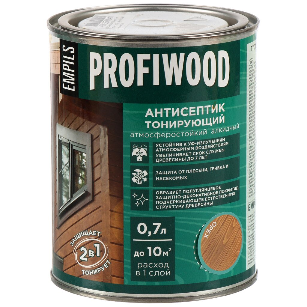 Антисептик Profiwood, для дерева, тонирующий, орех, 0.6 кг