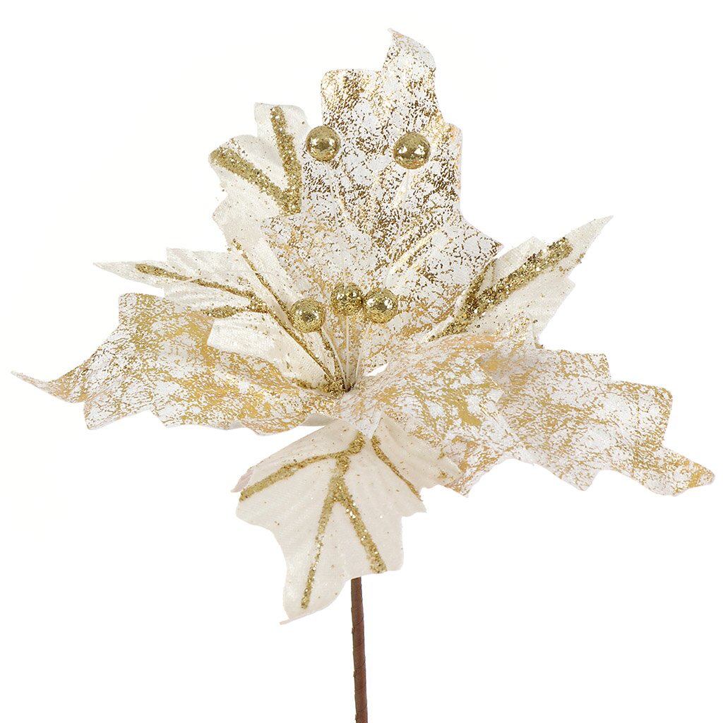 Цветок искусственный декоративный 25х25 см, золотой, Пуансеттия, SYCZB-382137