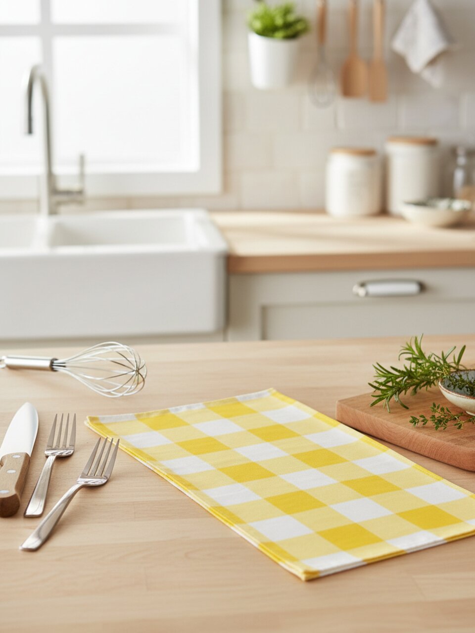 Полотенце кухонное 40х60 см, 100% хлопок, желтая клетка, Узбекистан, Узбекистан