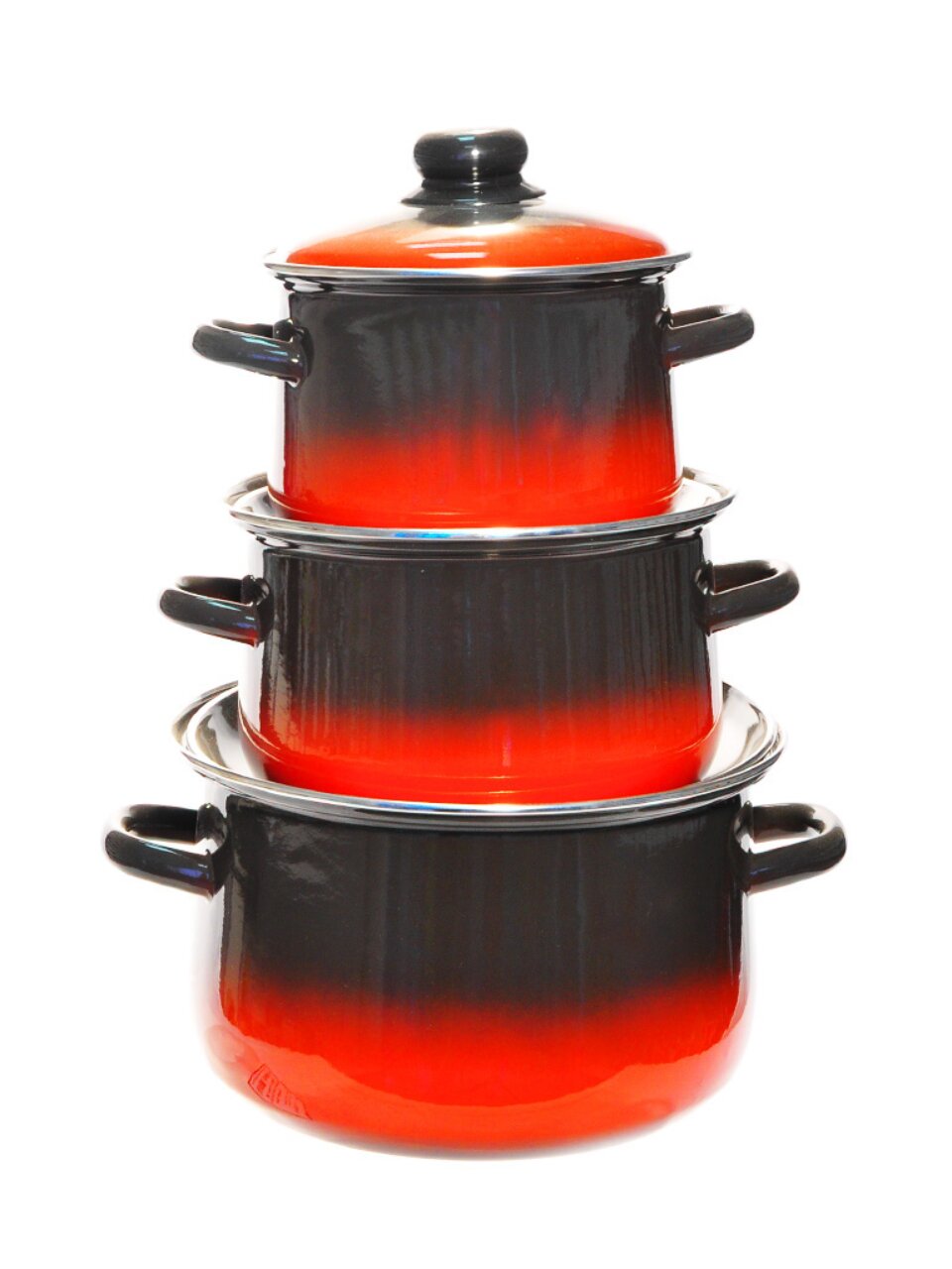 Набор посуды эмалированная сталь, 3 предмета, индукция, СтальЭмаль, Кармен, 1с405