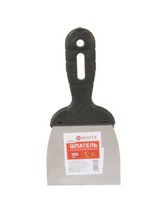 Шпатель нержавеющая сталь, 100 мм, прямой, рукоятка пластик, Bartex