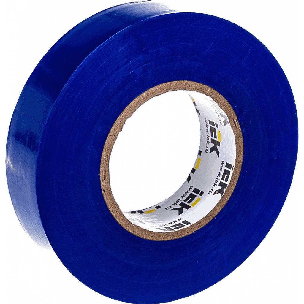 Изолента 19 мм, синяя, 20 м, IEK, UIZ-20-10-K07 изолента пвх 13 5 мм синяя 7 5 м полимерпласт 672 007