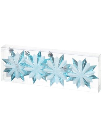 Елочный шар 4 шт, голубой, 9х8 см, пластик, SYQC-0121223LB