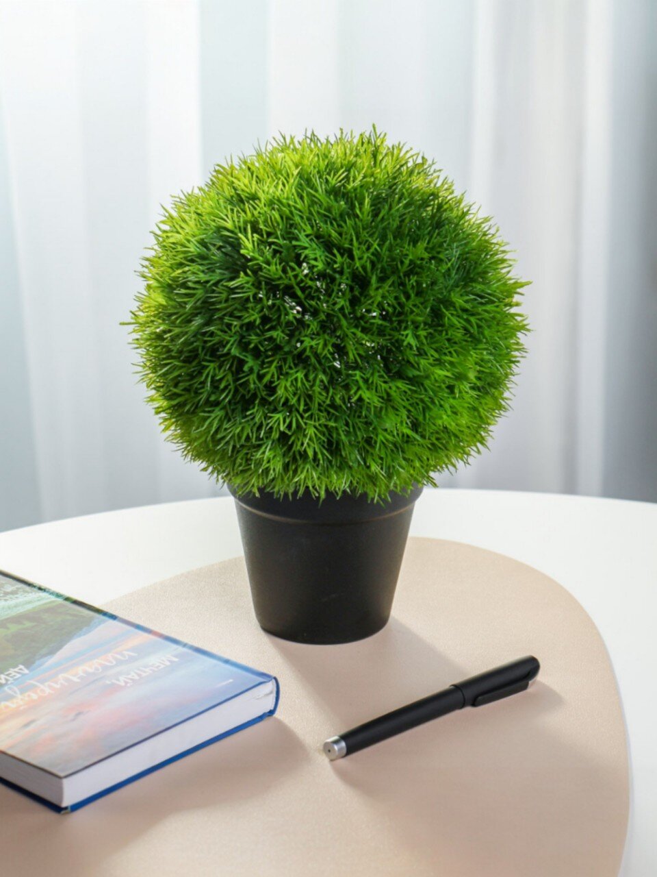 Цветок искусственный декоративный Трава топиарий, в кашпо, 27х20х7 см, A300101