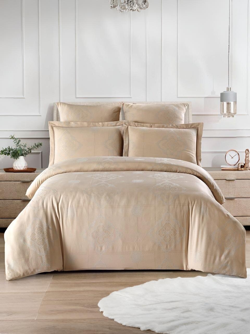 Постельное белье 2-спальное, простыня 230х250 см, 2 наволочки 70х70 см, 2 наволочки 50х70 см, пододеяльник 180х210 см, Cleo, жаккард, коллекция Tencel Jacquard, 21/018-TJ