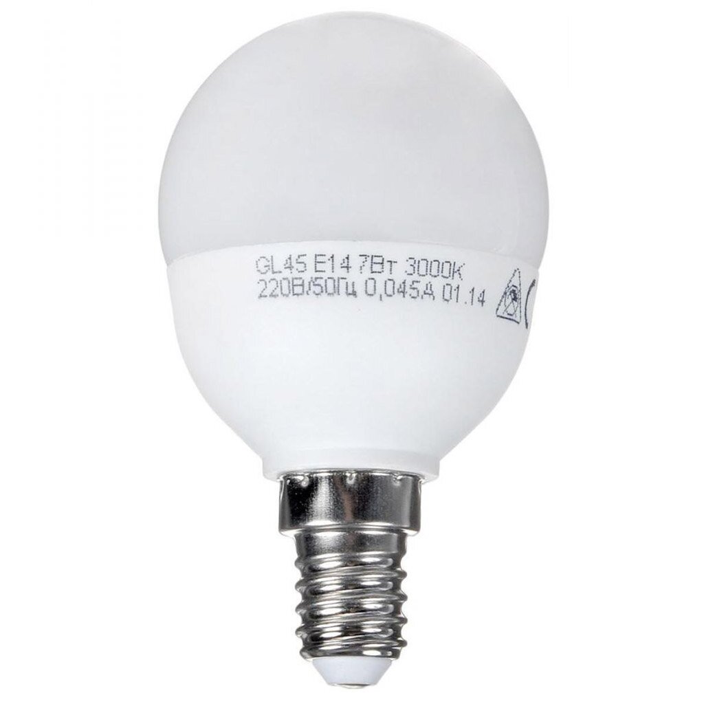Лампа светодиодная E14, 7 Вт, 60 Вт, шар, 3000 К, свет теплый белый, Космос, GL45