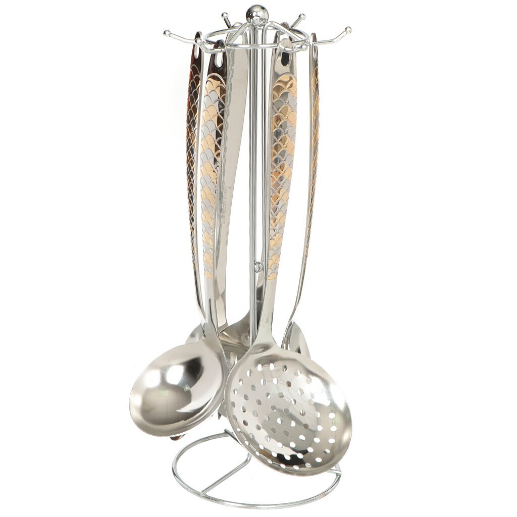 Набор кухонных принадлежностей 7 предметов, нержавеющая сталь, на подставке, Y3-1021/321926