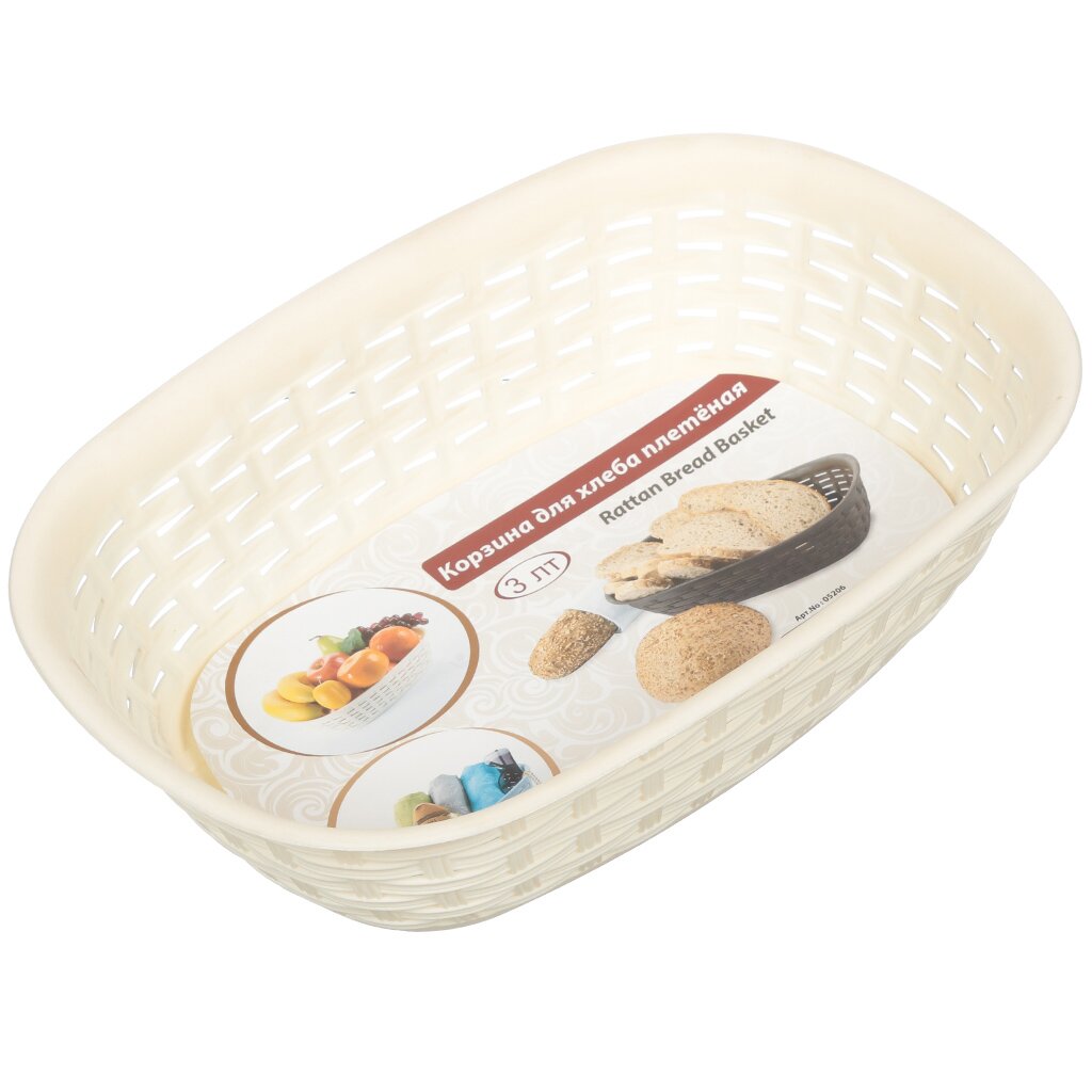 Корзинка для хлеба пластик, 3 л, 30х21 см, Раддан, 5206 корзинка для фруктов и хлеба доляна