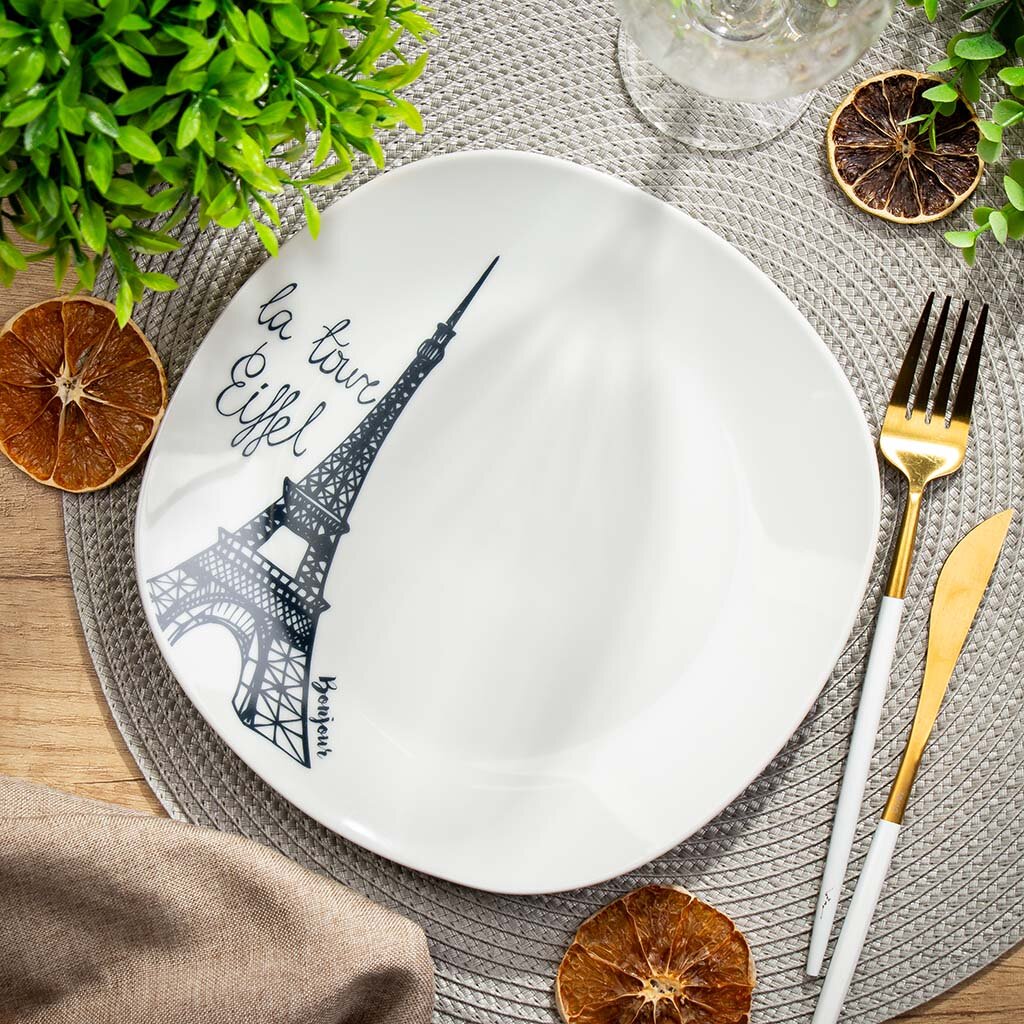 Тарелка обеденная, керамика, 24 см, квадратная, Париж, Daniks, 17-083 керамическая обеденная тарелка perfecto linea