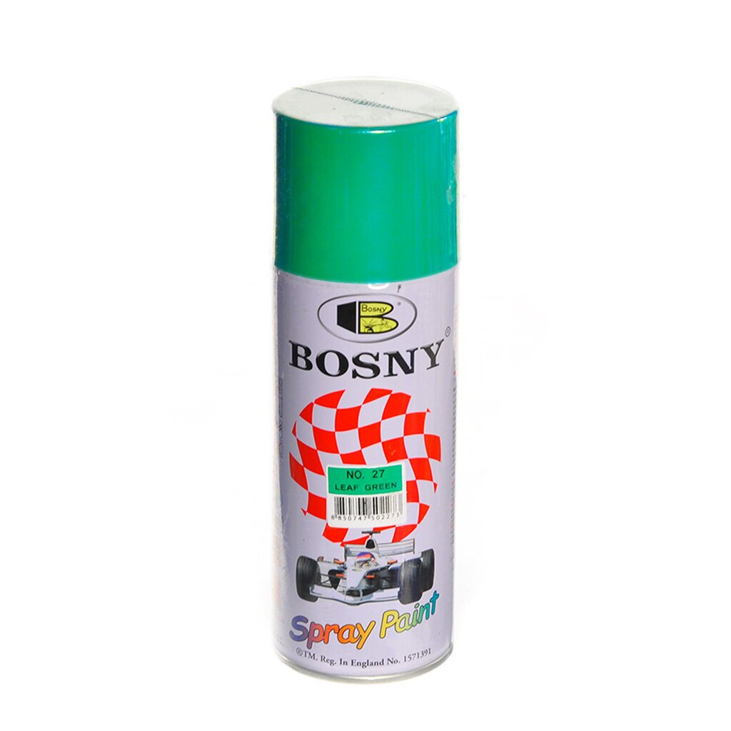 Краска аэрозольная, Bosny, №27, акрилово-эпоксидная, универсальная, моющаяся, глянцевая, зеленый лист, 0.4 кг акриловая аэрозольная краска bosny