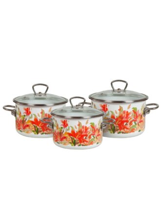 Набор посуды эмалированная сталь, 3 предмета, кастрюли 2,3,4 л, индукция, СтальЭмаль, Лилианна, 1DB025S