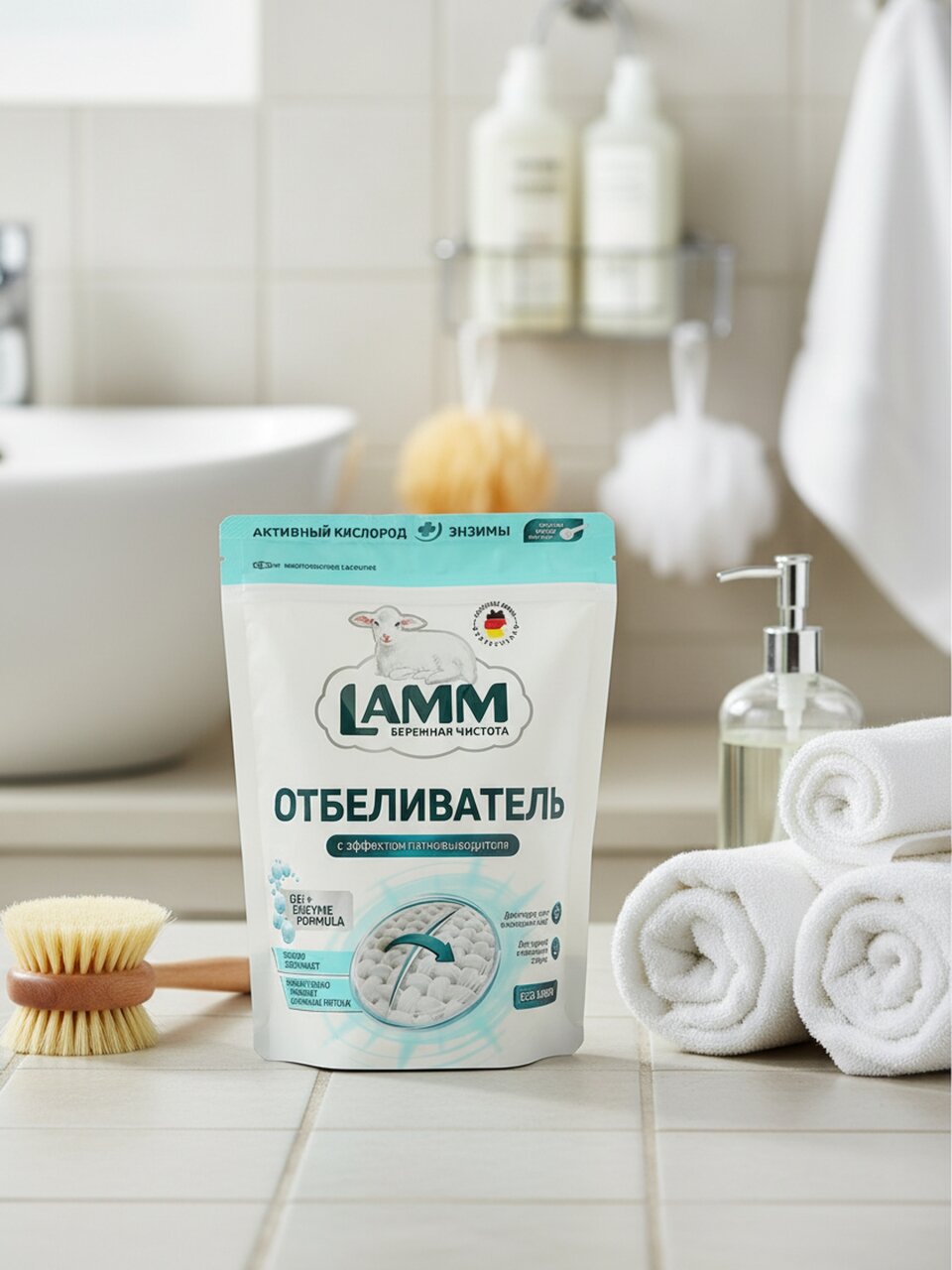 Отбеливатель-пятновыводитель Lamm, 500 г, порошок, для белых вещей, кислородный