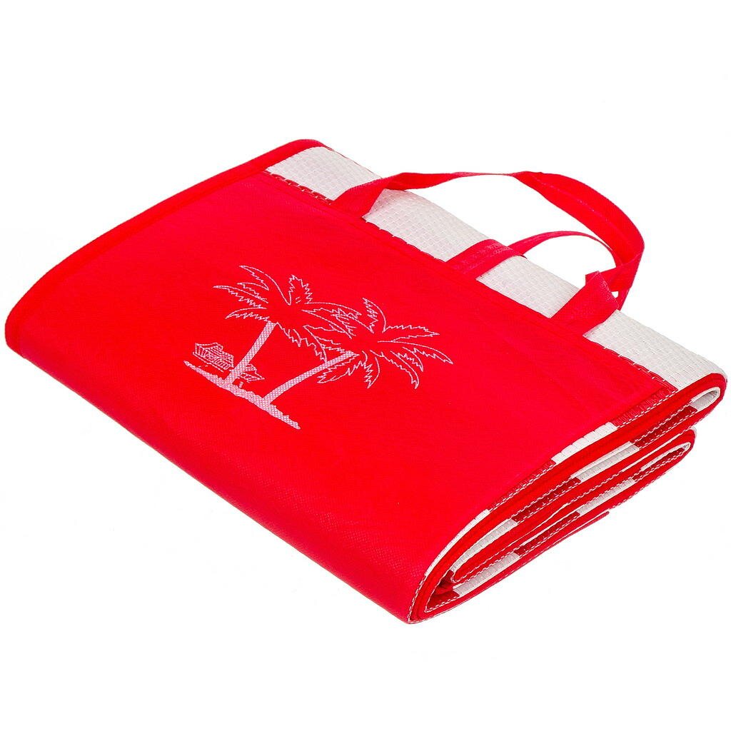 Коврик-сумка пляжный 180х90х1.5 см, полиэфир, с ручками, застежка липучка, LG11, красный сумка c ручками guess zadie logo girlfiend tote