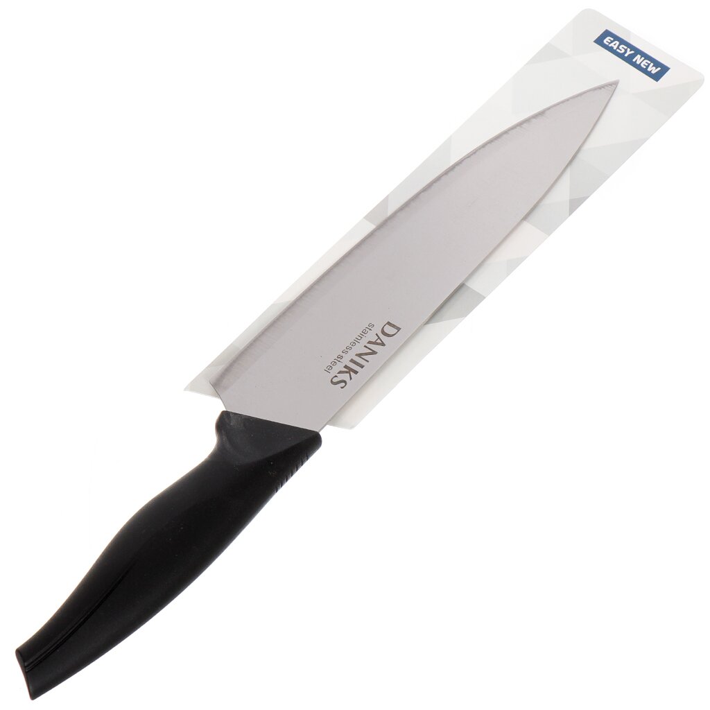 Нож кухонный Daniks, Easy New, шеф-нож, нержавеющая сталь, 20 см, рукоятка пластик, YW-A337-CH шпатель нержавеющая сталь 150 мм прямой рукоятка пластик bartex