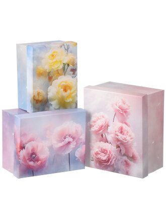 Набор подарочных коробок картон, 23х19х13 см, прямоугольные, РутаУпак, Цветочная Дымка, Д10103.П.380