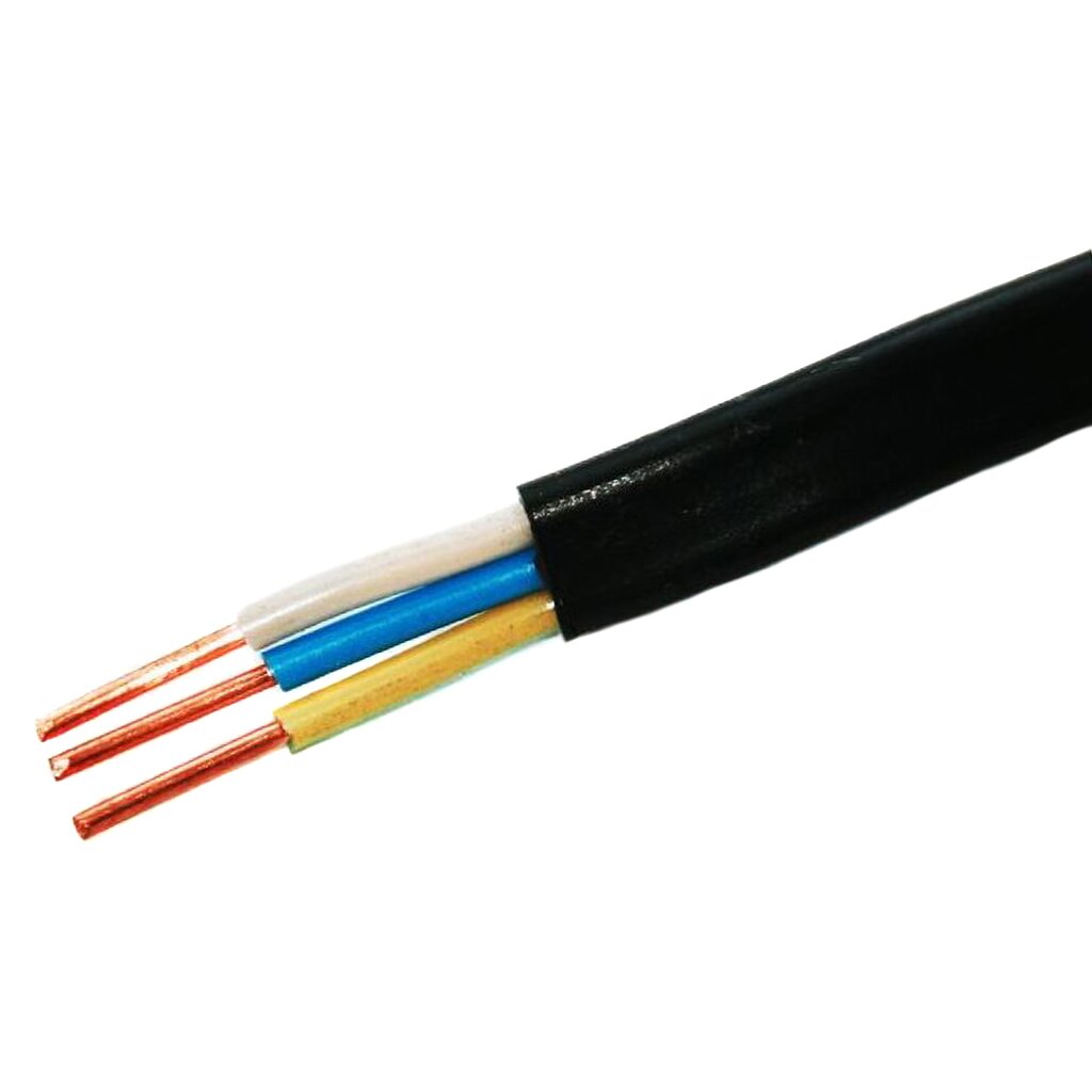 Провод ВВГп нг LS (A), 3х1.5 мм², 100 м, силовой, ГОСТ, черный, ККЗ кабель ореол ввгп нг а ls 3х1 5 100 м гост