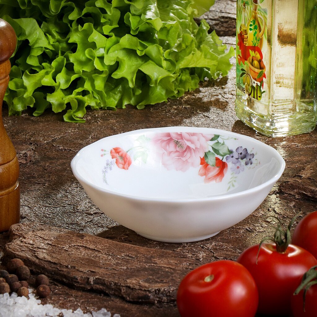 Салатник стеклокерамика, круглый, 13 см, 0.25 л, Роуз, Daniks, HW50