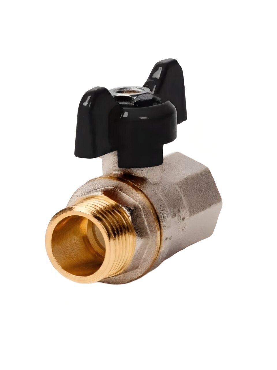 Кран для воды с американкой 3/4&amp;quot;, г-ш, латунь, прямой, ручка-бабочка, DN 20, PN40, RTP