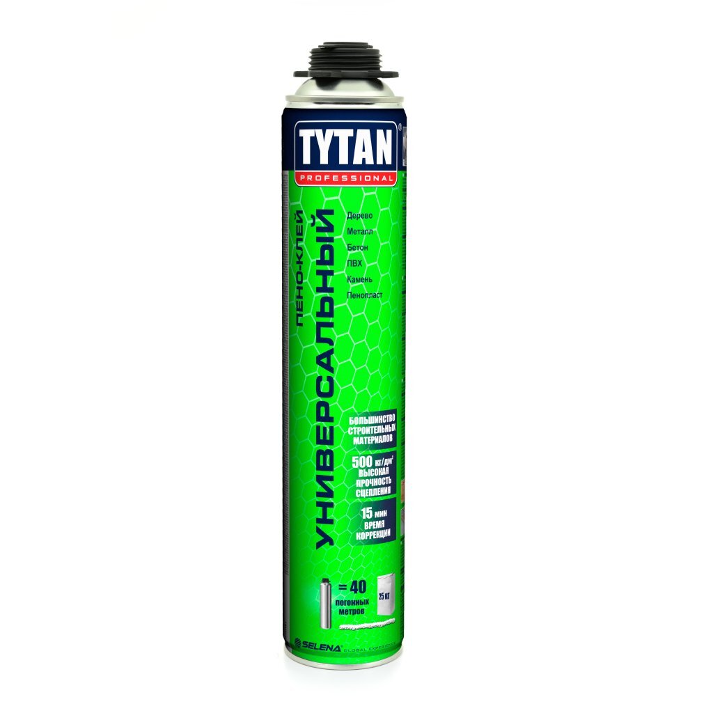 Клей-пена Tytan, Professional GUN, 750 мл, однокомпонентный, 16333 клей монтажный tytan professional hydro fix 310 мл