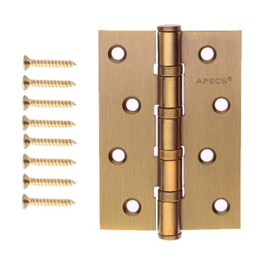 Петля врезная для деревянных дверей, Apecs, 100х70х3 мм, B4-Steel-AN, 23347, универсальный, с 4 подшипниками, антик