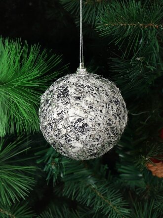 Елочный шар серый, 8 см, SYPMPB--1121133