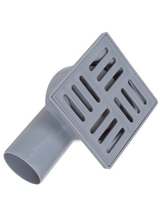 Трап канализационный угловой, 50 мм, 100х100 мм, РосТурПласт, серый, 36579