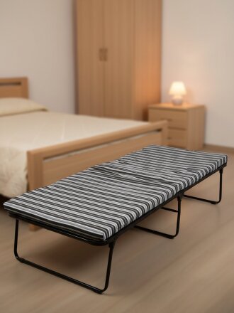 Раскладушка 194х79х38.5 см, 100 кг, Отдых, с4/17/с4/70, полумягкая, сталь, пружинная змейка, матрас в комплекте, поролон