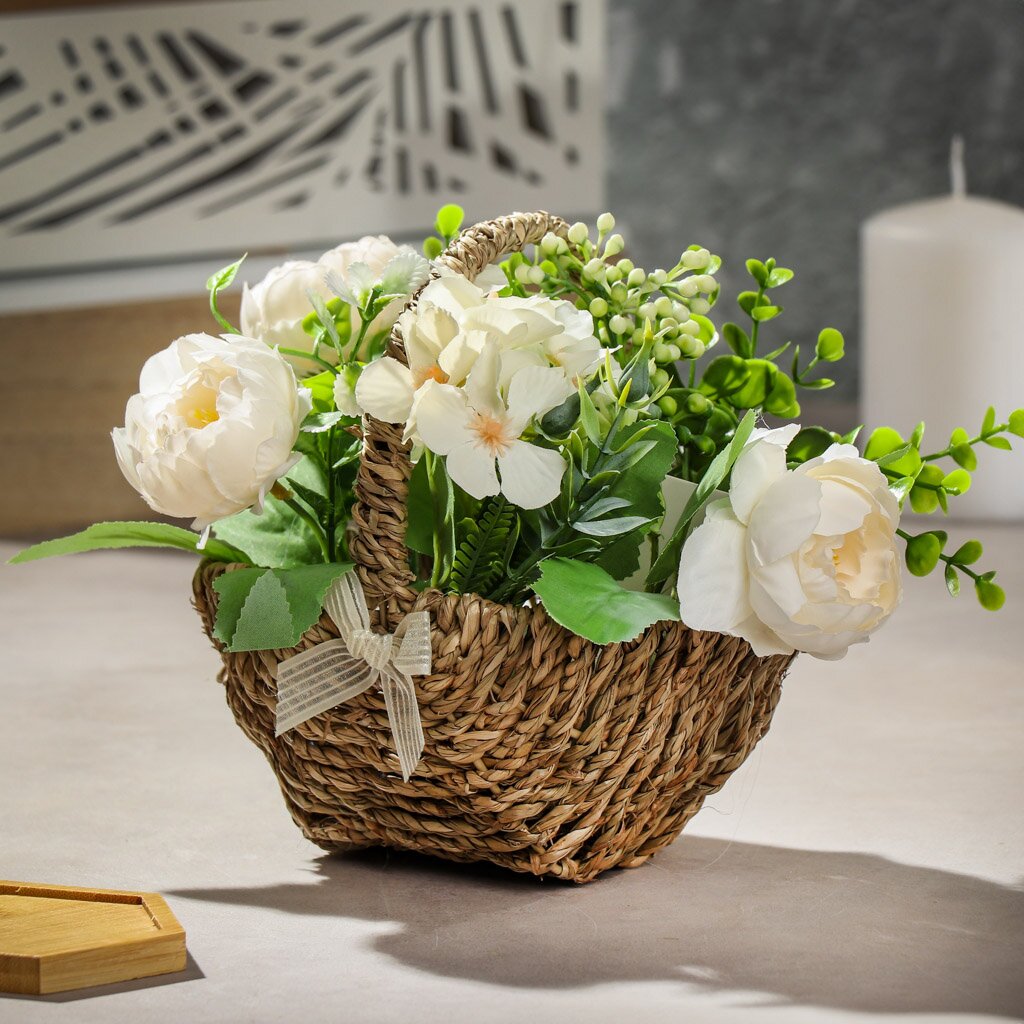Цветок искусственный в корзинке, 15х12х15 см, Y4-6923 приглашение на свадьбу