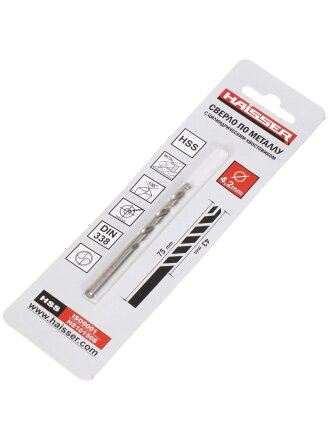 Сверло по металлу, Haisser, диаметр 4.2 мм, в индивидуальной упаковке, HS101508