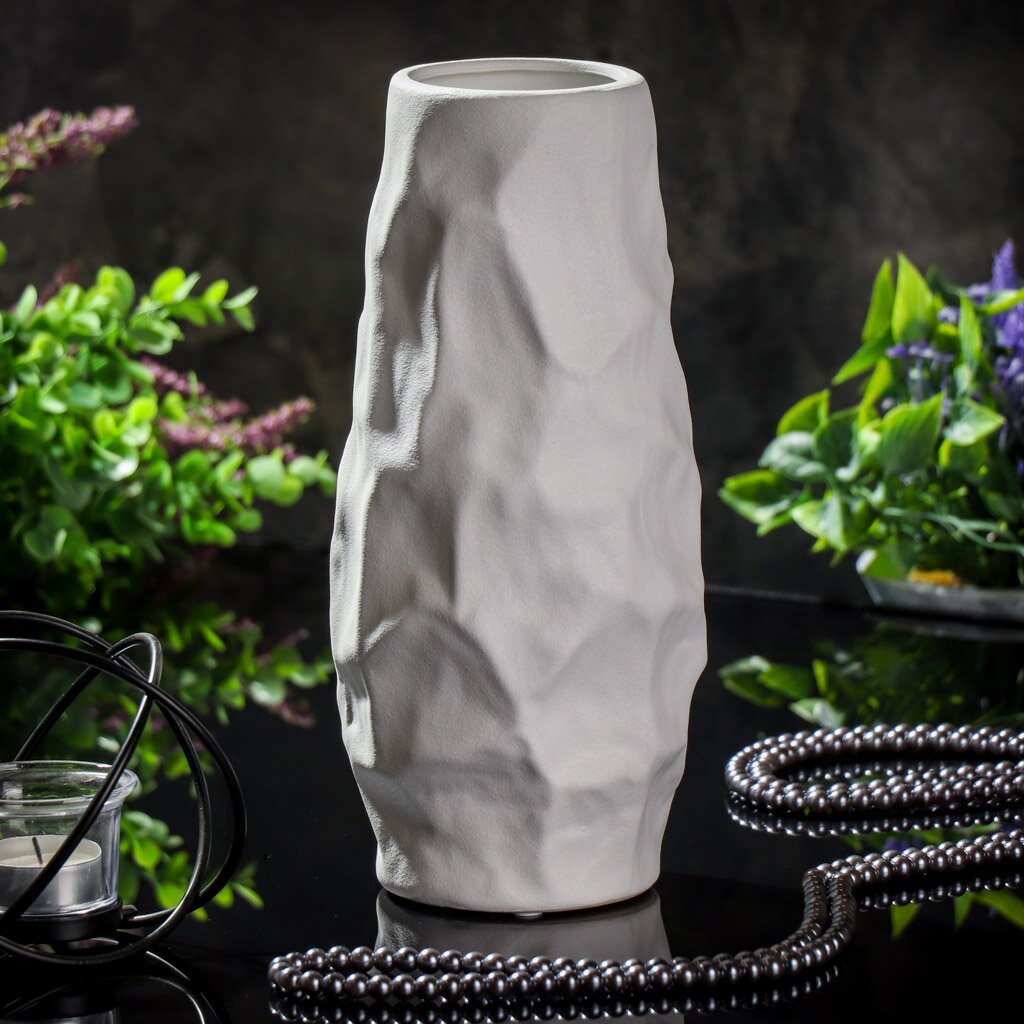 Ваза для сухоцветов керамика, настольная, 26х12 см, Вайб, Y4-6531, белая ваза для сухо ов керамика настольная 27 5 см мурано y4 6553 белая
