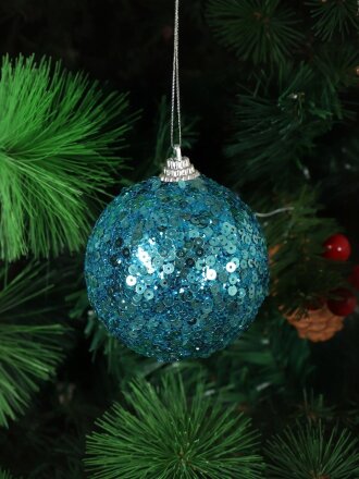 Елочный шар голубой, 8 см, SYPMQA-102115