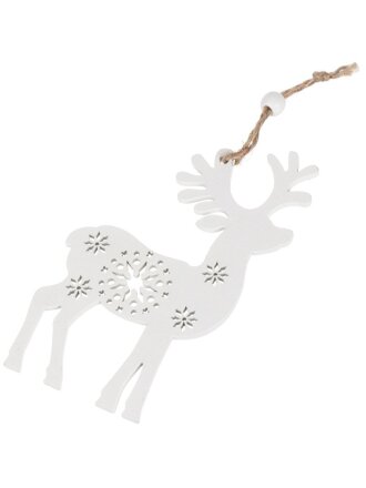 Елочное украшение Эко коллекция Олененок, белое, 14x8 см, МДФ, Y4-8482
