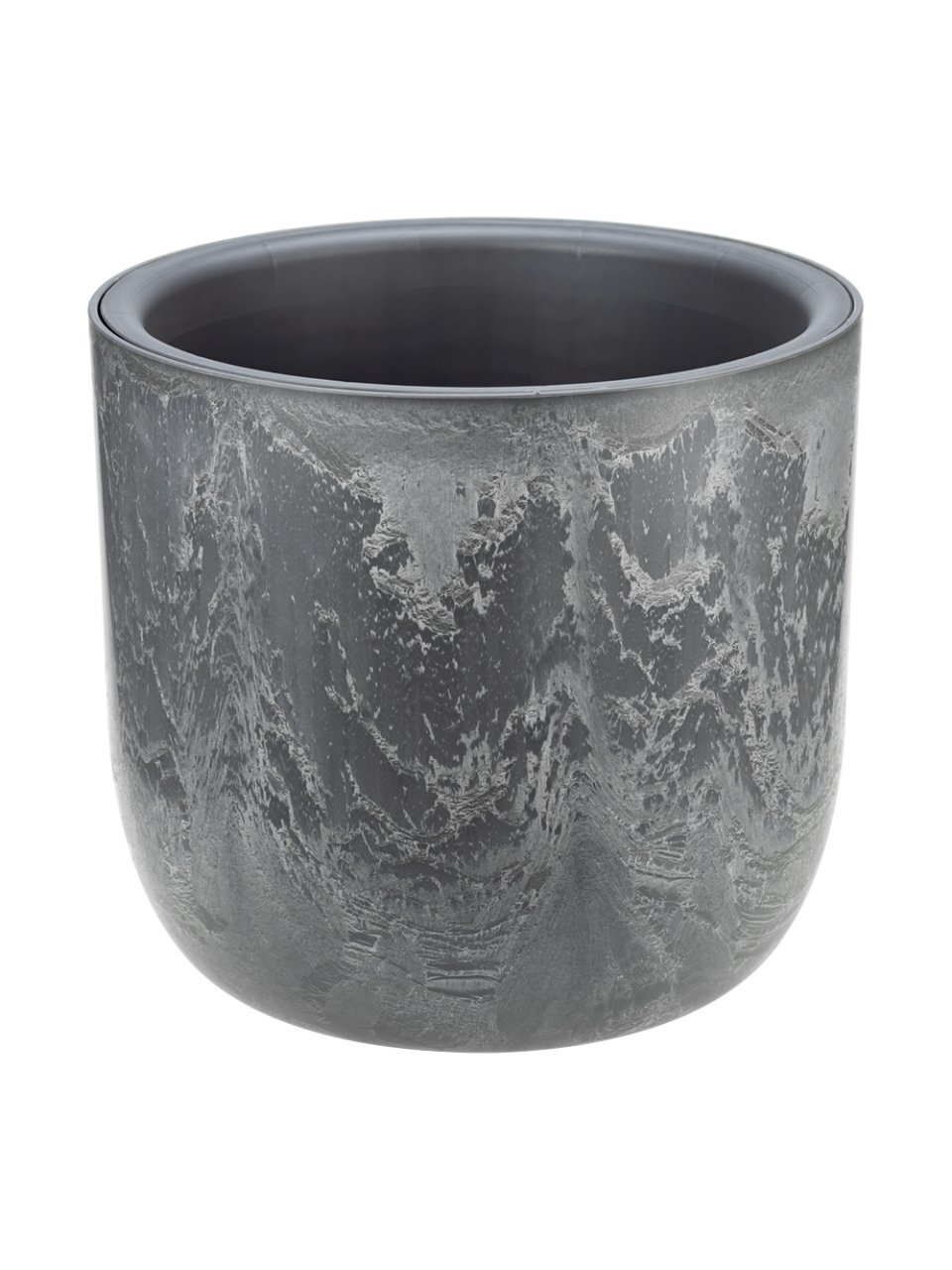 Кашпо пластик, 3.7 л, 22х22х20 см, универсальное, со вставкой, серый слайн, Idea, Микрит, М 3266