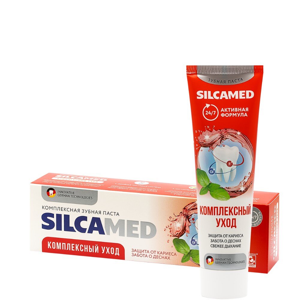 Зубная паста Silcamed, Комплексный уход, 110 г 100шт портативная зубная нить для чистки зубов